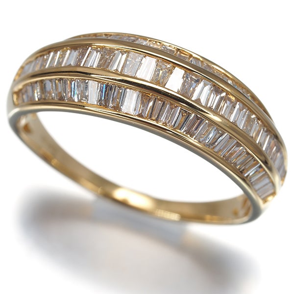  ダイヤ 1.00ct テーパーバゲットカット  リング K18YG 