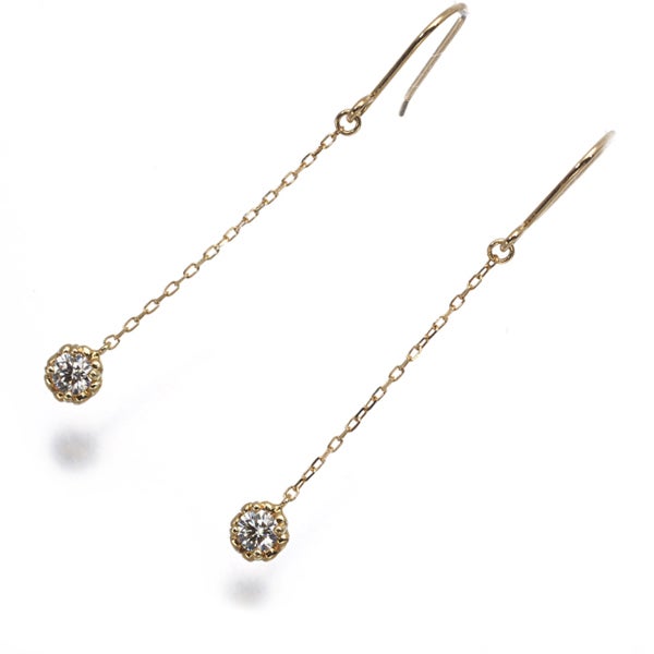 アーカー ピアス  ダイヤ 0.05ct/0.05ct ティア 揺れる K18YG 