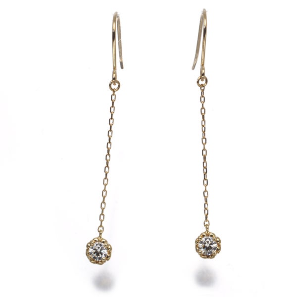 アーカー ピアス  ダイヤ 0.05ct/0.05ct ティア 揺れる K18YG 