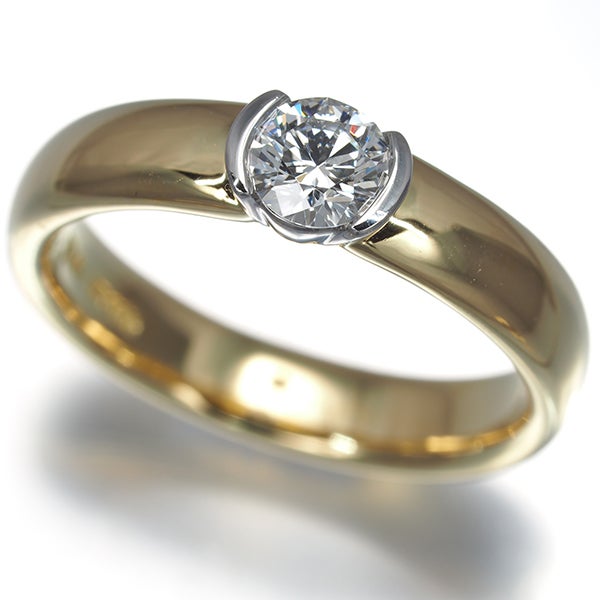 ティファニー リング  ダイヤ 0.30ct ドッツ 一粒 9号 K18YG/Pt950 
