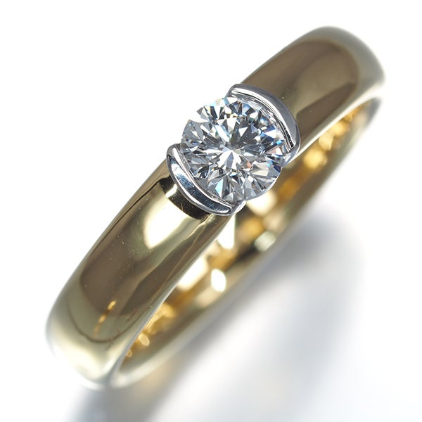 ティファニー リング  ダイヤ 0.30ct ドッツ 一粒 9号 K18YG/Pt950 