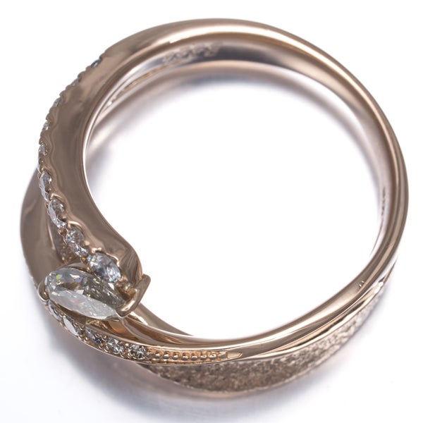  ダイヤ 0.350ct/0.26ct マーキース 2種カット  リング K18PG 