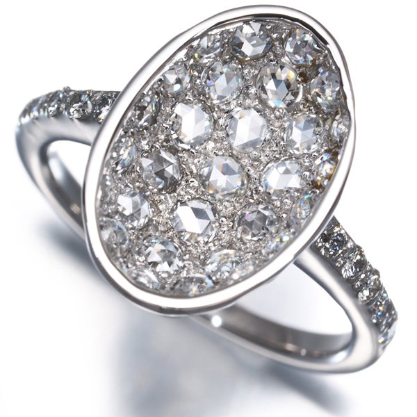  ローズカットダイヤ 0.77ct パヴェ  リング K18WG 