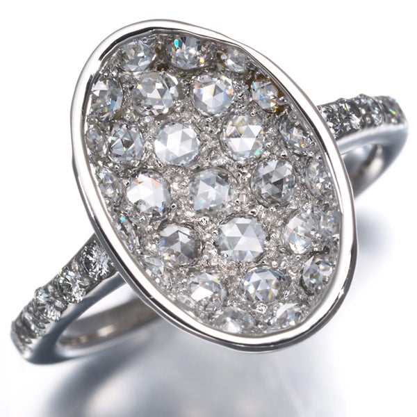  ローズカットダイヤ 0.77ct パヴェ  リング K18WG 