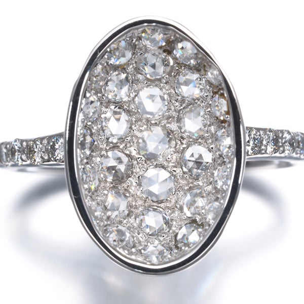  ローズカットダイヤ 0.77ct パヴェ  リング K18WG 