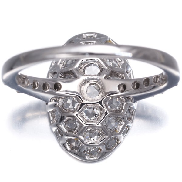  ローズカットダイヤ 0.77ct パヴェ  リング K18WG 