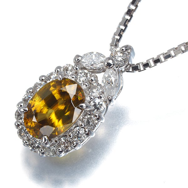  スフェーン 0.97ct ダイヤ 0.35ct クラシック  ネックレス K14WG ソーティング