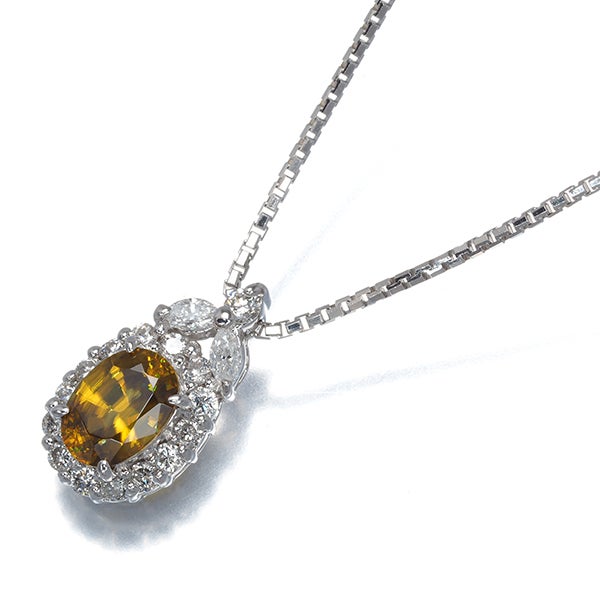  スフェーン 0.97ct ダイヤ 0.35ct クラシック  ネックレス K14WG ソーティング