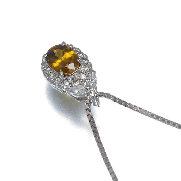  スフェーン 0.97ct ダイヤ 0.35ct クラシック  ネックレス K14WG ソーティング