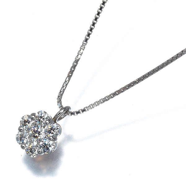  ダイヤ 0.40ct フラワー クローバー リバーシブル  ネックレス Pt900/Pt850/K18PG 