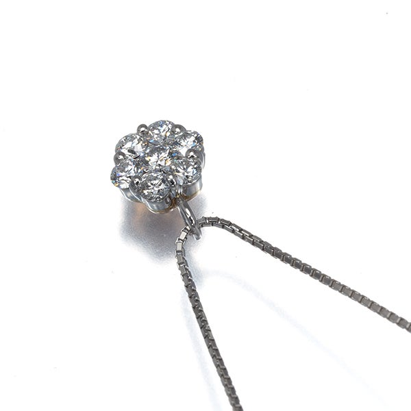  ダイヤ 0.40ct フラワー クローバー リバーシブル  ネックレス Pt900/Pt850/K18PG 