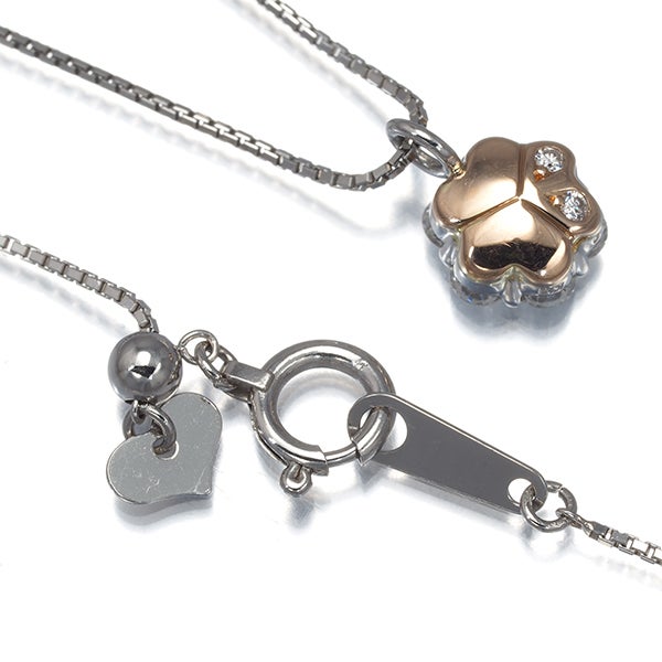  ダイヤ 0.40ct フラワー クローバー リバーシブル  ネックレス Pt900/Pt850/K18PG 