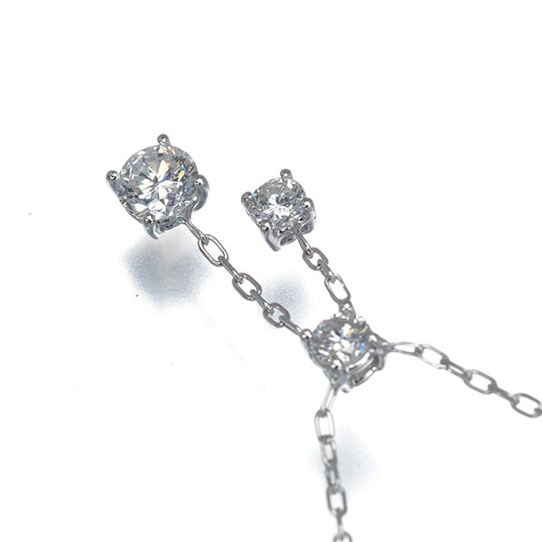  ダイヤ 0.25ct/0.17ct 3P 揺れる  ネックレス K18WG 
