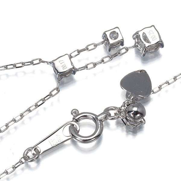  ダイヤ 0.25ct/0.17ct 3P 揺れる  ネックレス K18WG 