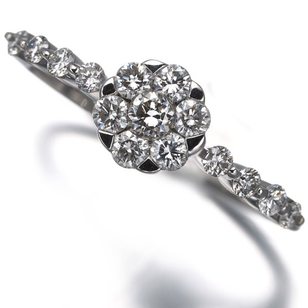 コロネット リング  ダイヤ 0.50ct  フラワー 12号 K18WG 