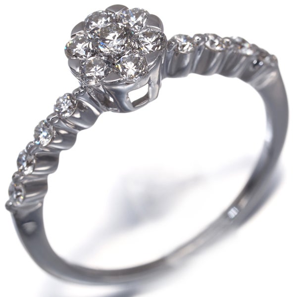 コロネット リング  ダイヤ 0.50ct  フラワー 12号 K18WG 