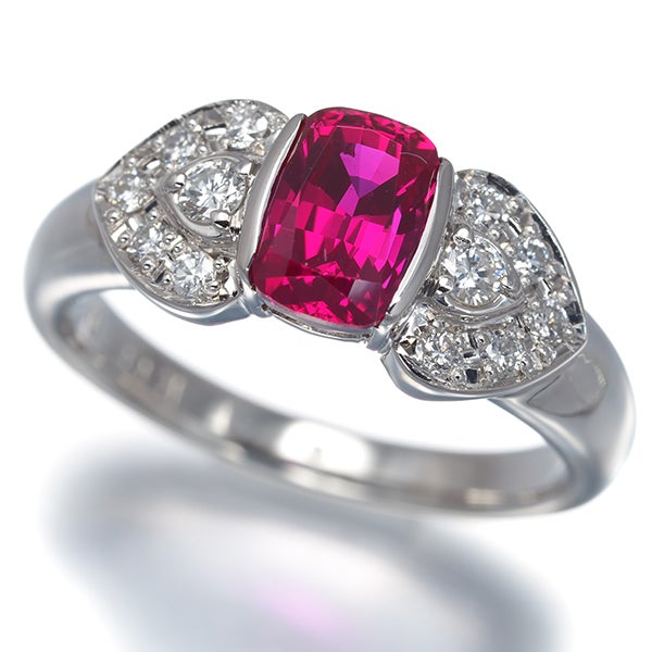 クレサンベール リング  再結晶ルビー 1.15ct  ダイヤ 0.22ct  12号 Pt900 