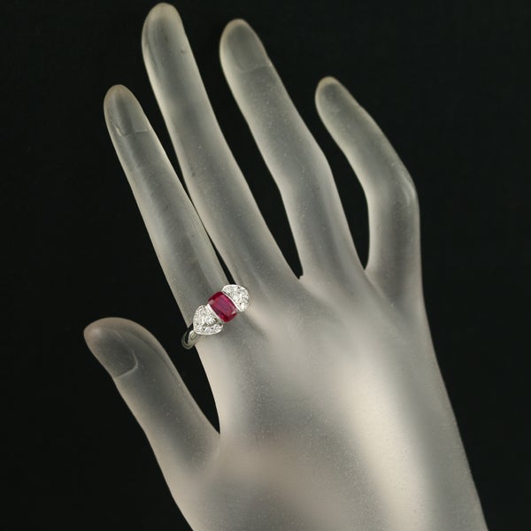 クレサンベール リング  再結晶ルビー 1.15ct  ダイヤ 0.22ct  12号 Pt900 