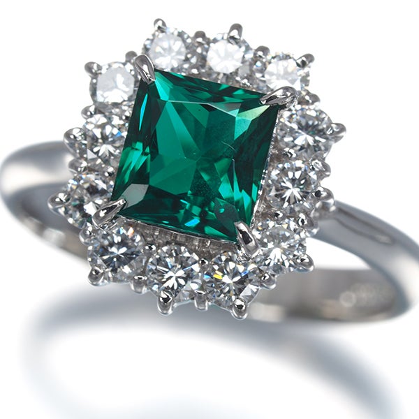 クレサンベール リング  再結晶エメラルド 0.72ct  ダイヤ 0.55ct  10号 Pt900 