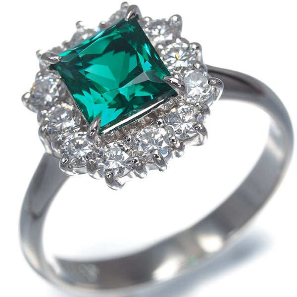 クレサンベール リング  再結晶エメラルド 0.72ct  ダイヤ 0.55ct  10号 Pt900 