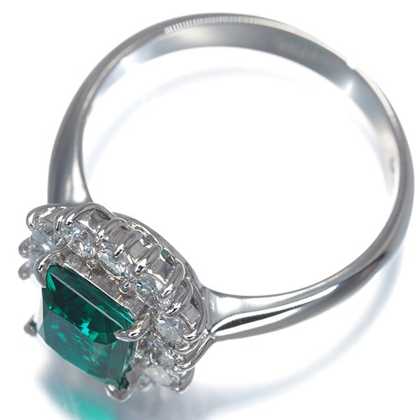 クレサンベール リング  再結晶エメラルド 0.72ct  ダイヤ 0.55ct  10号 Pt900 