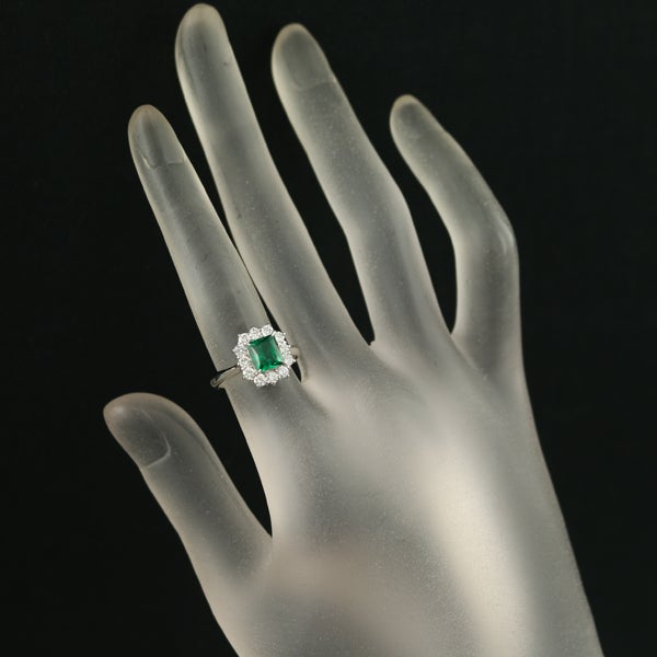 クレサンベール リング  再結晶エメラルド 0.72ct  ダイヤ 0.55ct  10号 Pt900 