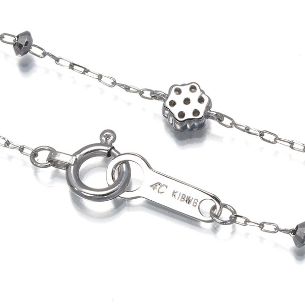 4℃ ブレスレット  ダイヤ  フラワー カットボール ステーション K18WG 