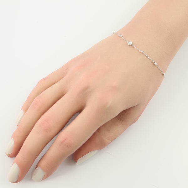 4℃ ブレスレット  ダイヤ  フラワー カットボール ステーション K18WG 