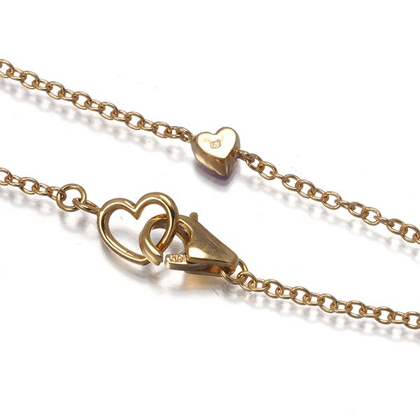 ポンテヴェキオ ネックレス  ピンクサファイア 0.13ct ルビー ダイヤ  ハート ステーション K18PG 