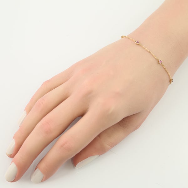 ポンテヴェキオ ネックレス  ピンクサファイア 0.13ct ルビー ダイヤ  ハート ステーション K18PG 