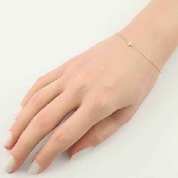アーカー ブレスレット  ダイヤ 0.05ct ティア 一粒 K18YG 