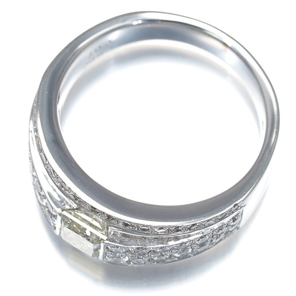 イエロー&クリア ダイヤ 0.560ct/0.67ct プリンセスカット 2種カット  リング K18WG 