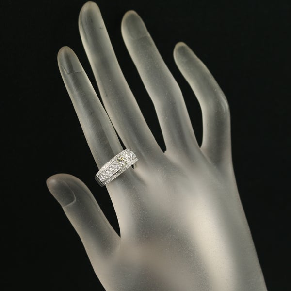 イエロー&クリア ダイヤ 0.560ct/0.67ct プリンセスカット 2種カット  リング K18WG 