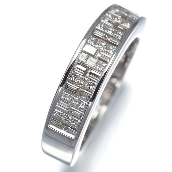  ダイヤ 0.90ct プリンセスカット  リング K18WG 