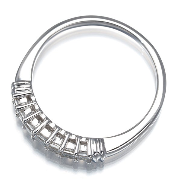  ダイヤ 0.40ct プリンセス＆バゲットカット 7P  リング K18WG 