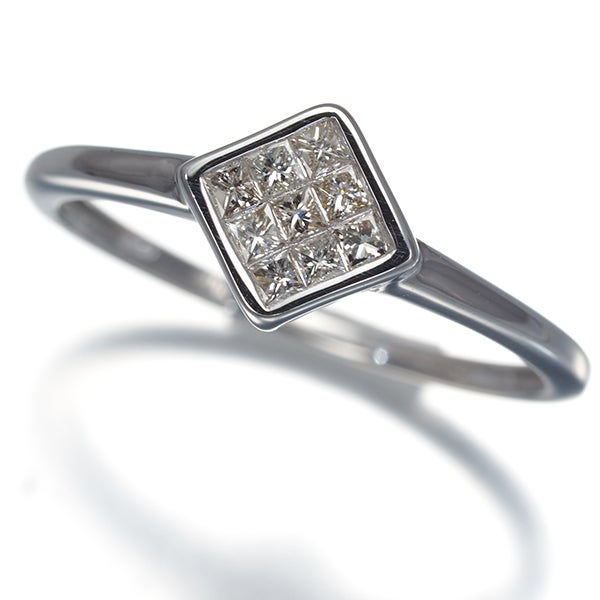  ダイヤ 0.20ct  ミステリーセッティング リング K18WG 