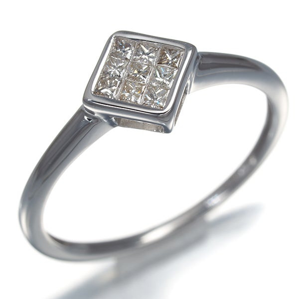  ダイヤ 0.20ct  ミステリーセッティング リング K18WG 