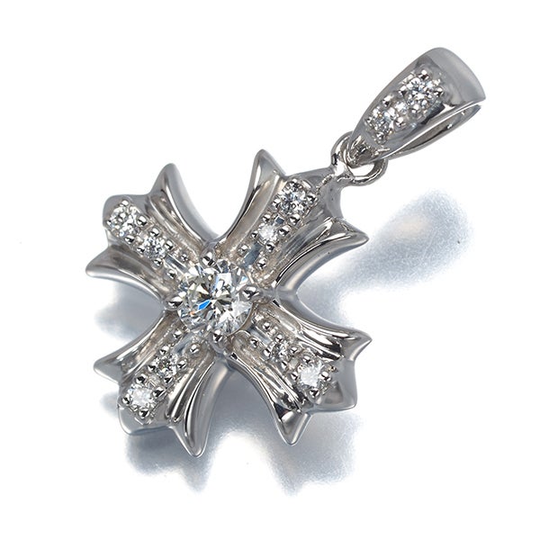 ゆきざき ペンダントトップ  ダイヤ 0.12ct/0.08ct レガリア クロス Pt900 保証書/鑑別書