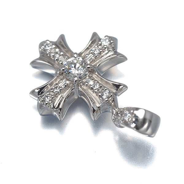 ゆきざき ペンダントトップ  ダイヤ 0.12ct/0.08ct レガリア クロス Pt900 保証書/鑑別書