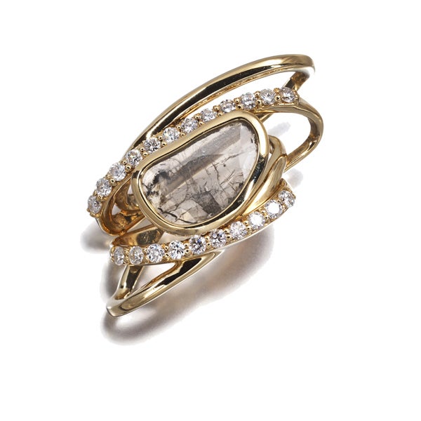  ダイヤ 0.58ct/0.27ct スライスカット  ペンダントトップ K18YG 