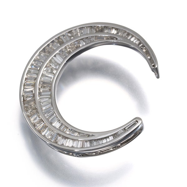  ダイヤ 0.72ct ムーン テーパーバゲットカット  ペンダントトップ K18WG 