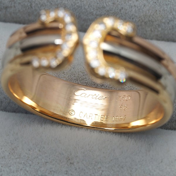 カルティエ リング  ダイヤ 2C ドゥーブルC C2 スリーカラー SM 56号 K18YG/WG/PG 