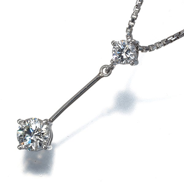  ダイヤ 0.513ct/0.19ct 2P Yドロップ  ネックレス Pt900/Pt850 