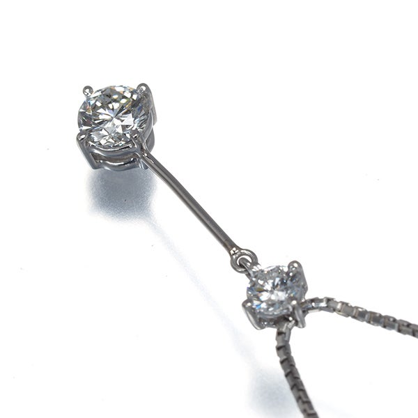  ダイヤ 0.513ct/0.19ct 2P Yドロップ  ネックレス Pt900/Pt850 