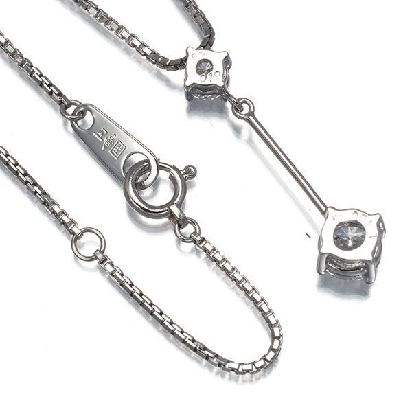 ダイヤ 0.513ct/0.19ct 2P Yドロップ  ネックレス Pt900/Pt850 