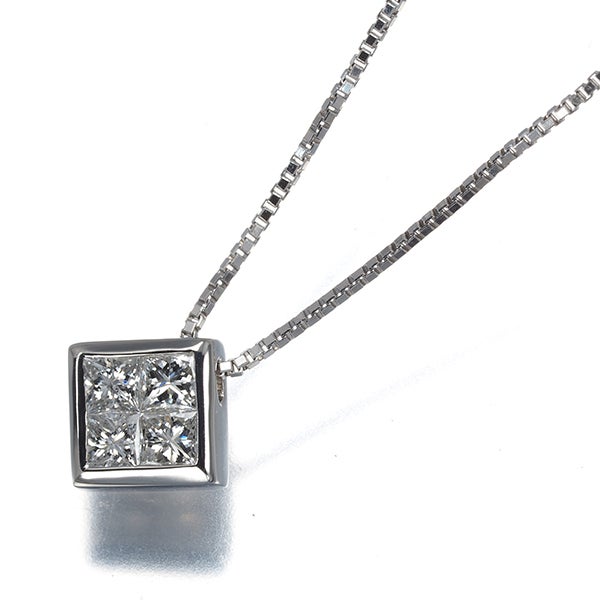 ヴァンドーム ネックレス  ダイヤ 0.40ct  プリンセスカット スクエア Pt950/Pt850 