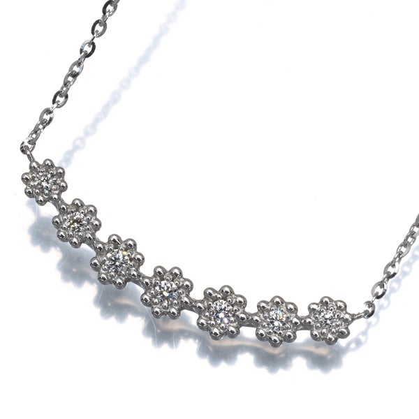  ダイヤ 0.20ct フラワー  ネックレス Pt900/Pt850 