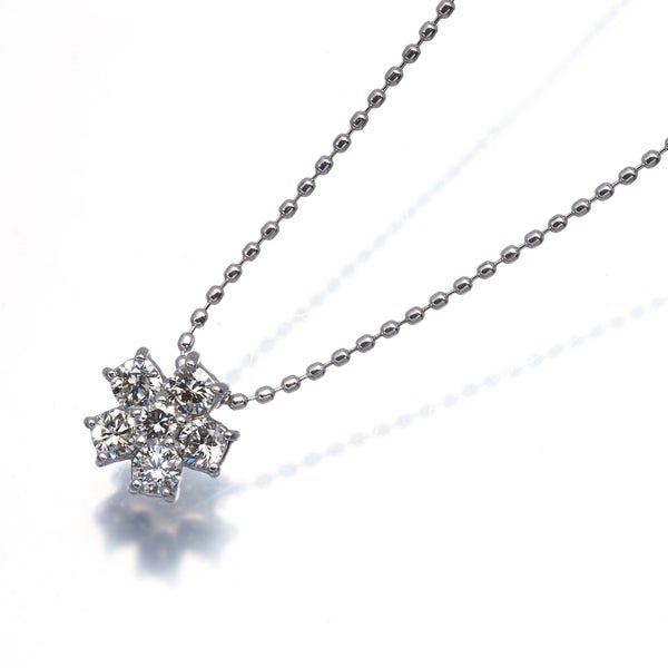  ダイヤ 0.30ct フラワー  ネックレス K18WG 