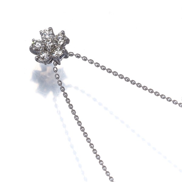  ダイヤ 0.30ct フラワー  ネックレス K18WG 