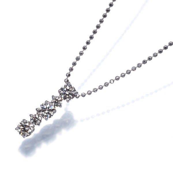  ダイヤ 0.50ct 5P  ネックレス K18WG 